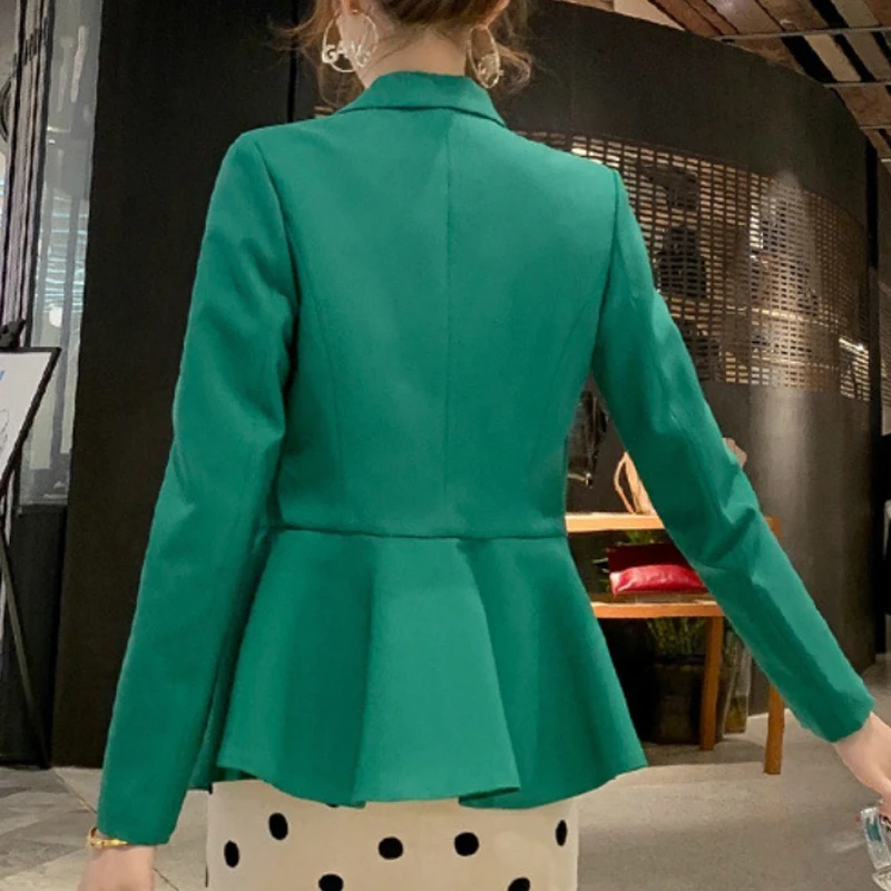 

Women Blazers And Jackets 2021 Solid Office Lady Work Wear Women Green Formel Coats Women V-Neck Single Button Formal 5022 80