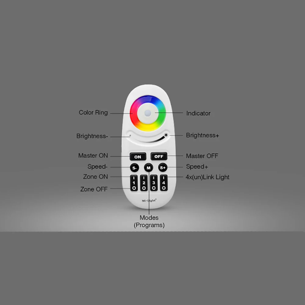 

FUT095 4 зона, RGBW Пульт дистанционного управления с кнопкой 3V светодиодный регулятор яркости 16 миллионов цветов на выбор