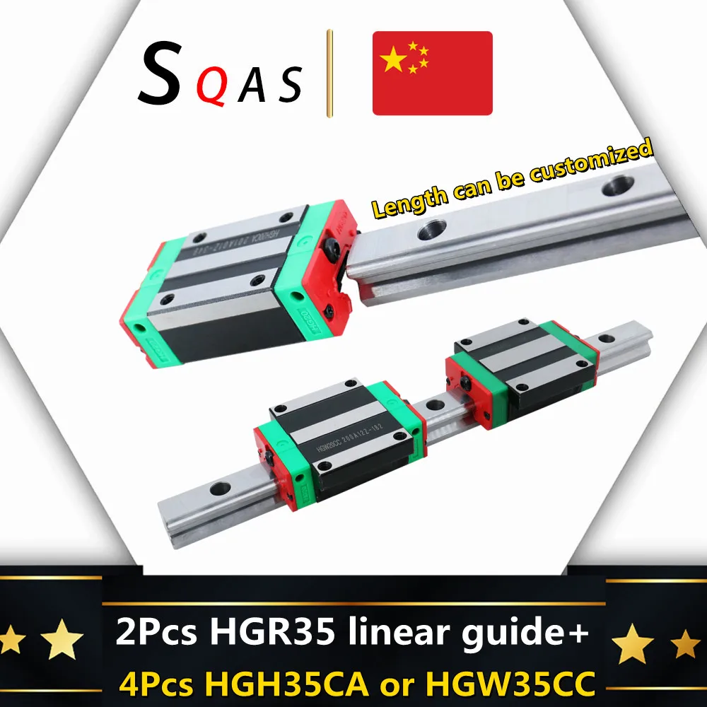 Fast delivery CNC square rail linear guide HGR35 2 PCS +4PCS HGH35CA /HGW35CC/HGH35HA CNC trolley slide length can be customized