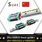 Прямоугольные направляющие с ЧПУ рельсовая линейная направляющая HGR35, 2 шт. + 4 шт. HGH35CA HGW35CCHGH35HA, направляющие с ЧПУ, длина может быть изменена