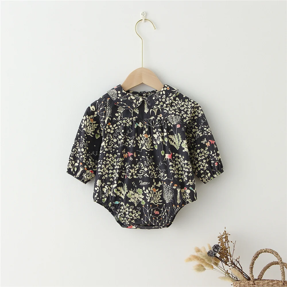 

Floral Newborn Baby Girl Romper Vintage Long Sleeve Newborn Girls Romper Jumpsuit Spring Autumn Baby Girl Outfits Clothing