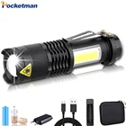 4500лм светодиодный фонарик Q5 COB, портативный мини-фонарик, водонепроницаемый светодиодный фонарик, масштабируемый карманный фонарь-фонарик