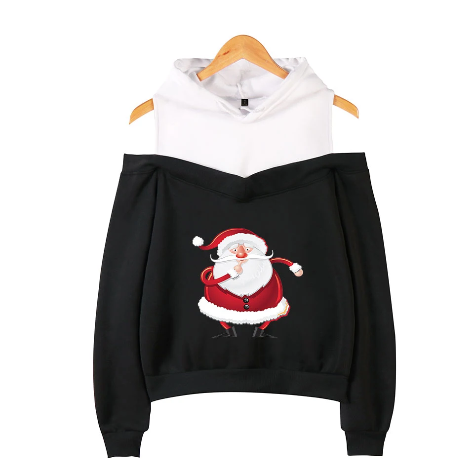 

Женская Повседневная Толстовка с капюшоном, черно-белая сексуальная Толстовка на бретельках с открытыми плечами и принтом, повседневные то...