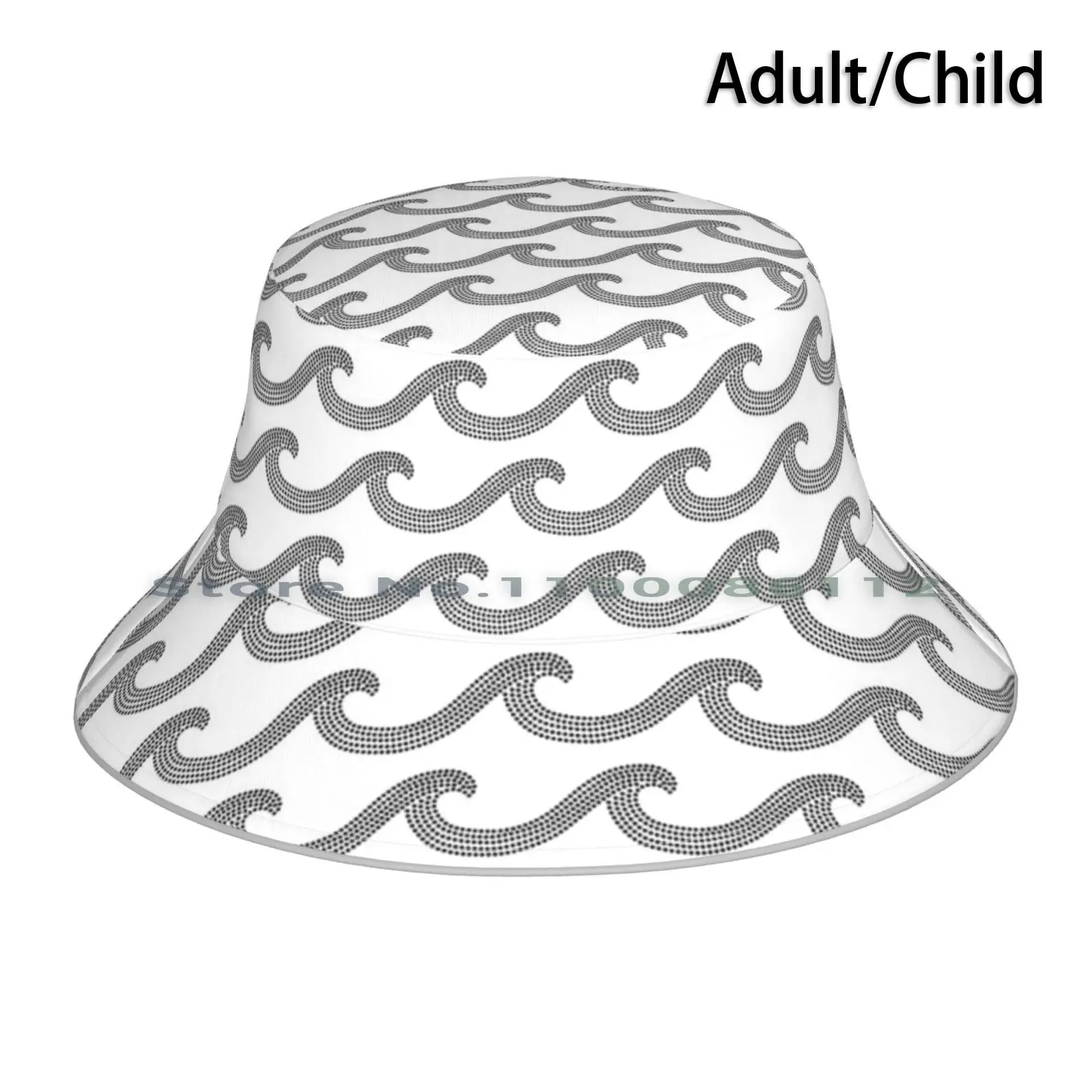 Панама в горошек с серыми волнами Солнцезащитная шапка маска Пляжная летняя