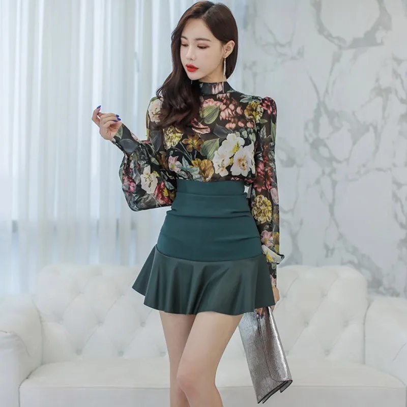 2020 осенне весенний комплект из 2 предметов женские юбки женская шифоновая