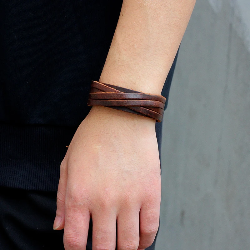 

DIY Handwave Korean Style Cowhide Bracelet Retro Punk Men's Bracelet Cowhide Bracelet For Gift Supplier Wholesale