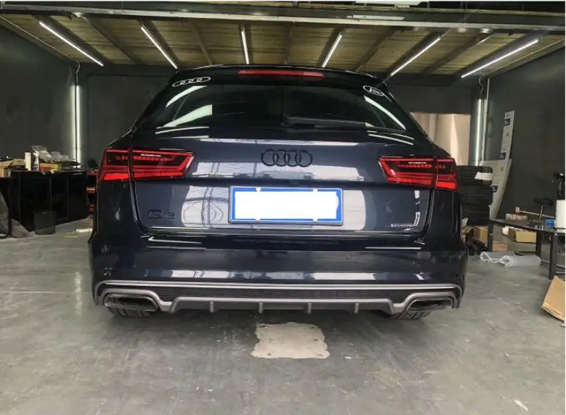 A6 Avant ABS Автомобильный задний бампер для губ спойлер, диффузор для задней губы с выхлопными наконечниками для Audi A6 S6(A6 Avant) C7.5