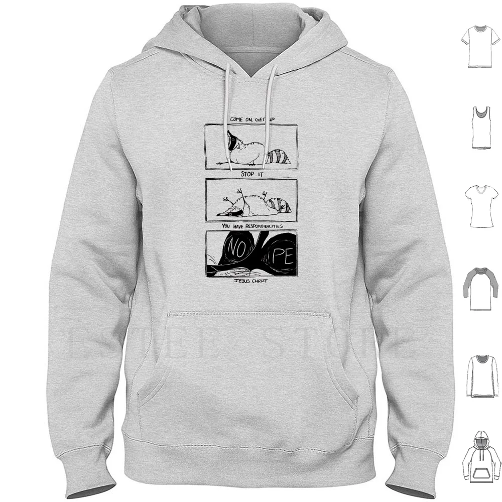 

Responsibilities Hoodies Long Sleeve Raccoon Comic Webcomic Ink