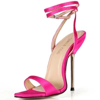 high heel sandal stiletto women sandal sexy evening dress party heeled sandal ankle strap pink satin fashion lady shoe yj3845 i