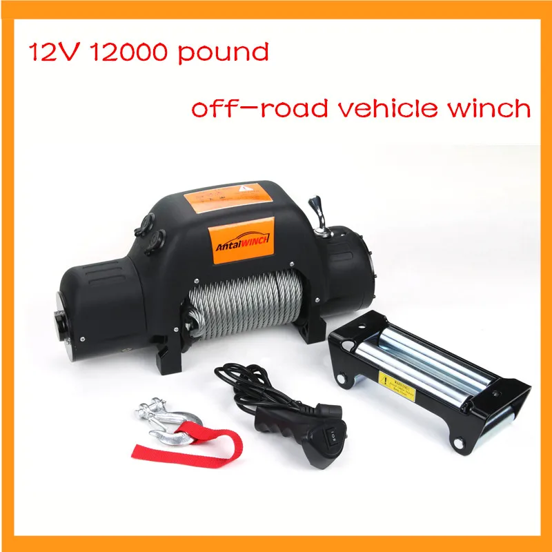 

12 v 12000 pound off-road vehicle winch With wireless remote control