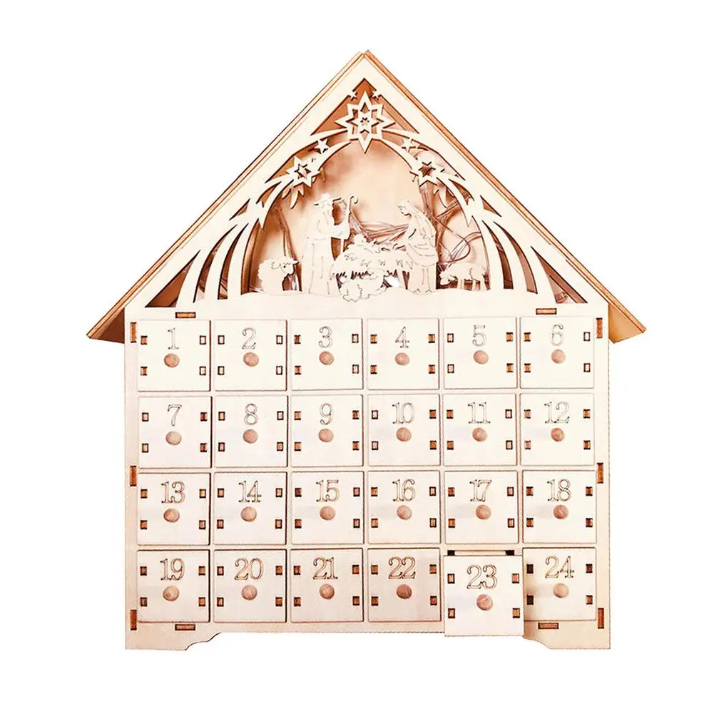

Wooden Christmas Calendar Countdown Christmas Wooden Advent Calendar Led Advent Calendar Holiday Decoration For House Office D