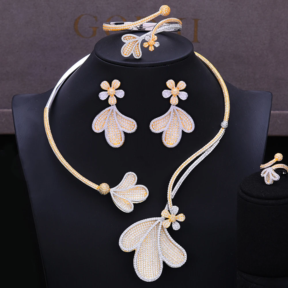 GODKI Дубай африканские Роскошные Чокеры серьги ожерелье браслет кольцо набор