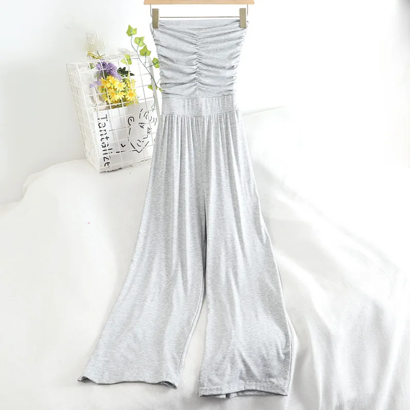 

The new 6398 strapless jumpsuits women with little accept waist width of tall waist leg height mop pants jumpsuit fold