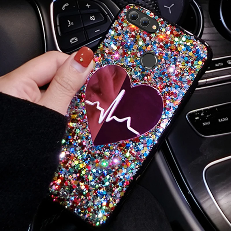 Чехол для Huawei P Smart 2019 Plus 2018 Z с блестками чехол большой надписью Love|Бамперы| |