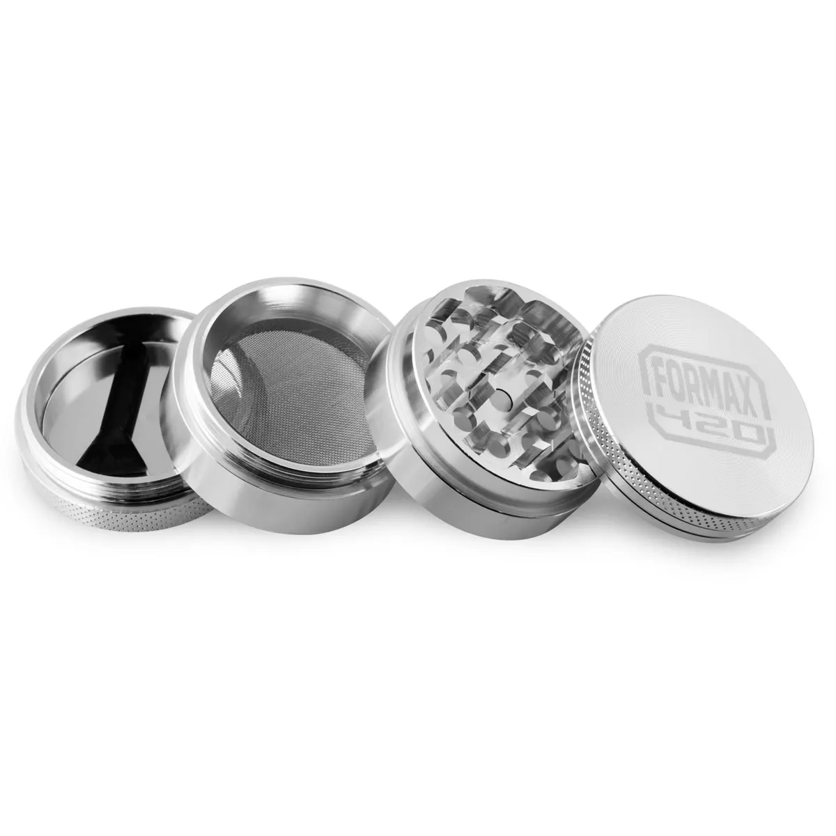 

Formax420 New 40mm/1.5 Inch CNC Aluminum Herb Grinder 4 Parts with logo Green&Silver Available