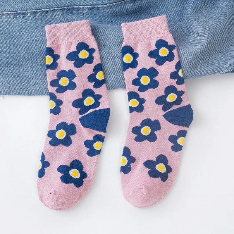 

Spring and Autumn Elegant Style little Flower Girl Korean Edition Japanese Middle Tube Female Socks 34-39