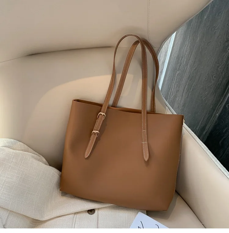 

2020 New Women Bag Solid Women's Pu Leather Handbags Luxury Lady Hand Bags Purse Pocket Women Composite Bag Big Tote Sac Bols