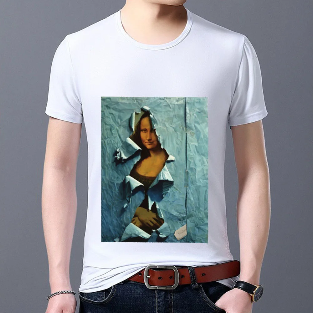 Футболка мужская с принтом кролика классическая белая дышащая универсальная