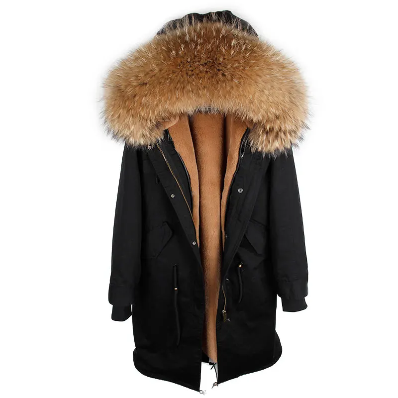 

Fashion New Winter Faux Woman Fur Plus Size Ladies Clothing Real Raccoon Dog Fur Hooded Loose Coats Female Real Fur Coats CY485