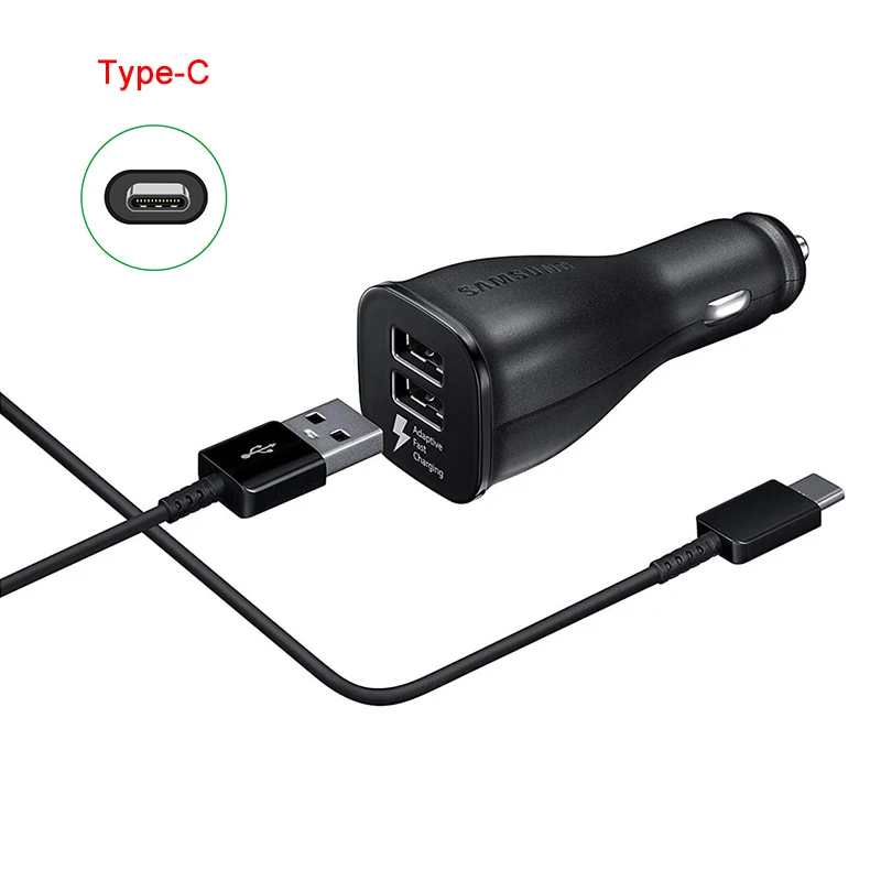 Samsung Car Charger Dual USB Adaptive Fast Adapter Micro/Type C Cable For Galaxy S6 S7 S8 S9 S10 Note 10 Plus A70 A50 9 8 5 | Мобильные