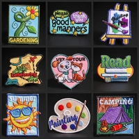high quality cartoon clothing patches picture board books camping mailbox gardening information message dialogue lovely sticker