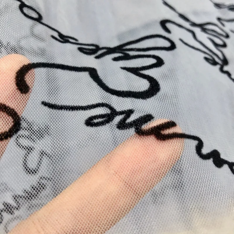 

Women Midi Skirts Mesh Letters Embroidery Tulle Skirts High Waist A-line Long Tutu Skirts Fashion Casual Korean Style