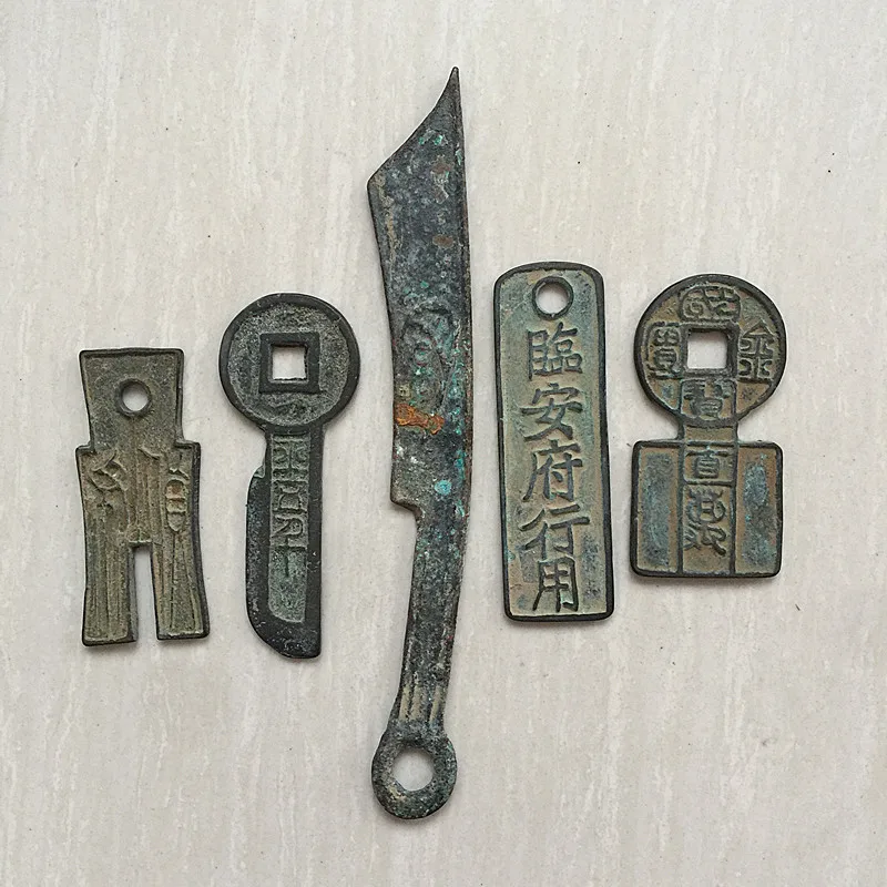 

Chinese ancient coin collection, antique warring states knife goods cloth Lin'an mansion coin key coin/set of five