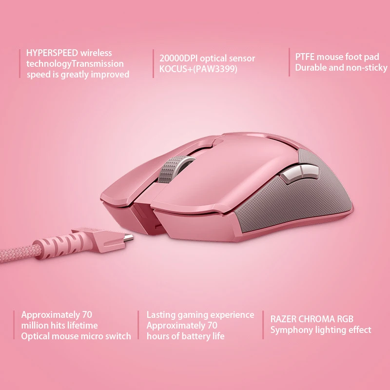 

Razer Viper Ultimate With Charging Dock - Mercury Lightweight Wireless Computer Gaming Electronic Sports Mouse RGB Charging Base