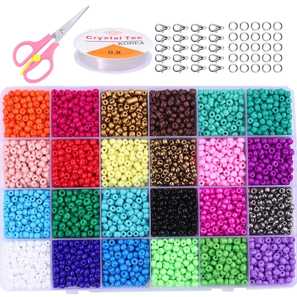 

24 Colors Czech Glass Seedbeads Charm small Jewelry Crystal Beads DIY For Bracelet Necklace Jewelry Making 24000pcs 2mm 4mm