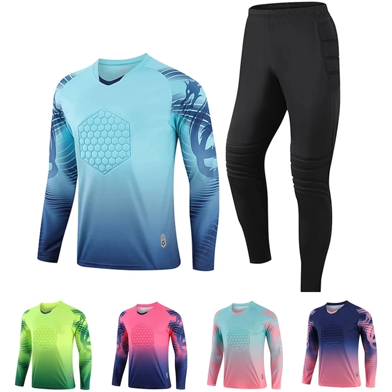 

2021 Новый Для Мужчин's Футбол костюм вратаря, футбольные ворота, Униформа, костюм для взрослых, для игры в футбол, комплекты футболка с длинным...