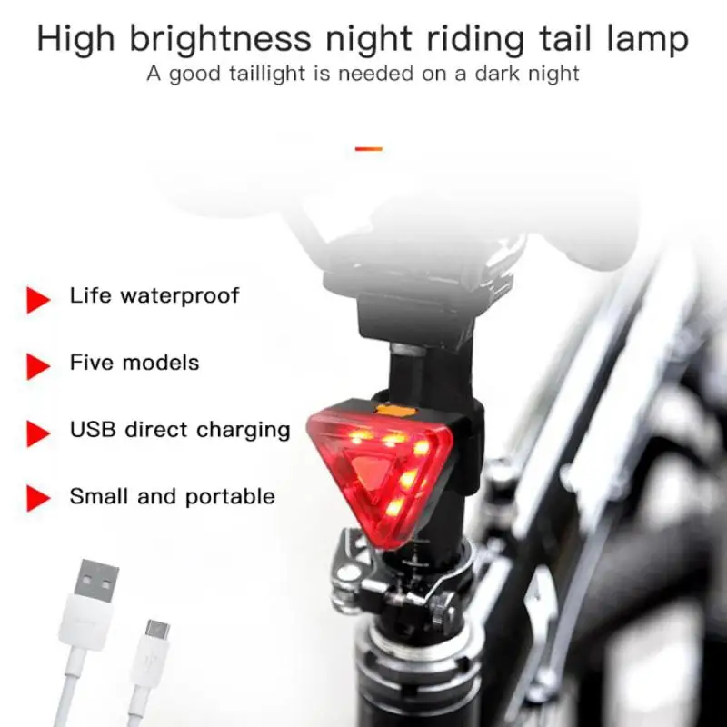 

LED Bike Rear Light Triangle Bicycle Tail Light USB Rechargeable Cycling Taillight Night Riding Waterproof Safety Warning Lamp