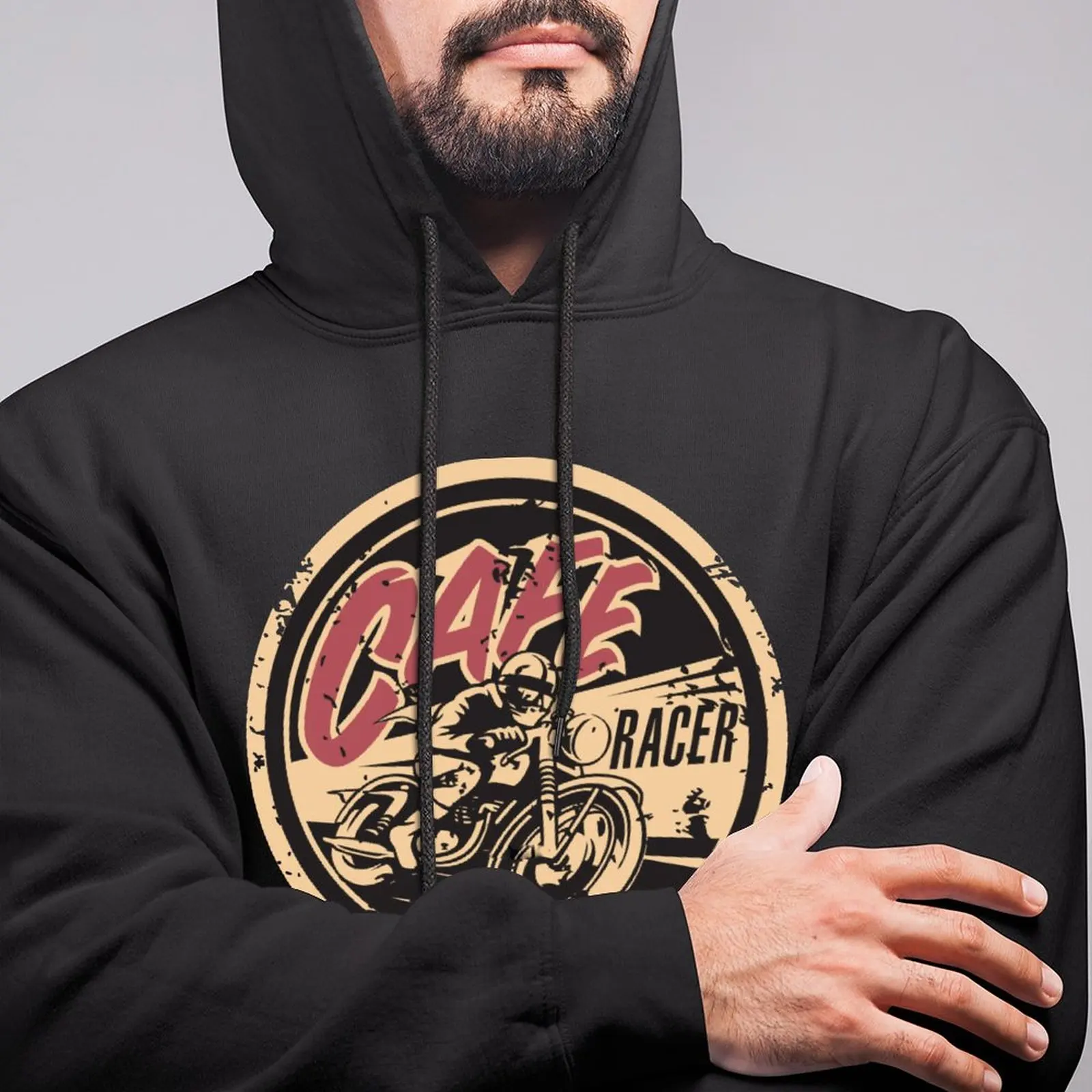 Мужская хлопковая толстовка с капюшоном свободного покроя