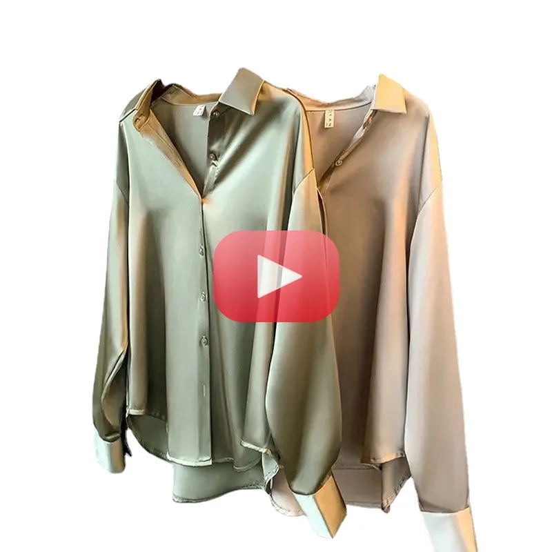 

Женское платье с длинным рукавом, размера плюс, женская верхняя рубашка, женская одежда, шелковая рубашка, винтажная блузка, женский прозрач...