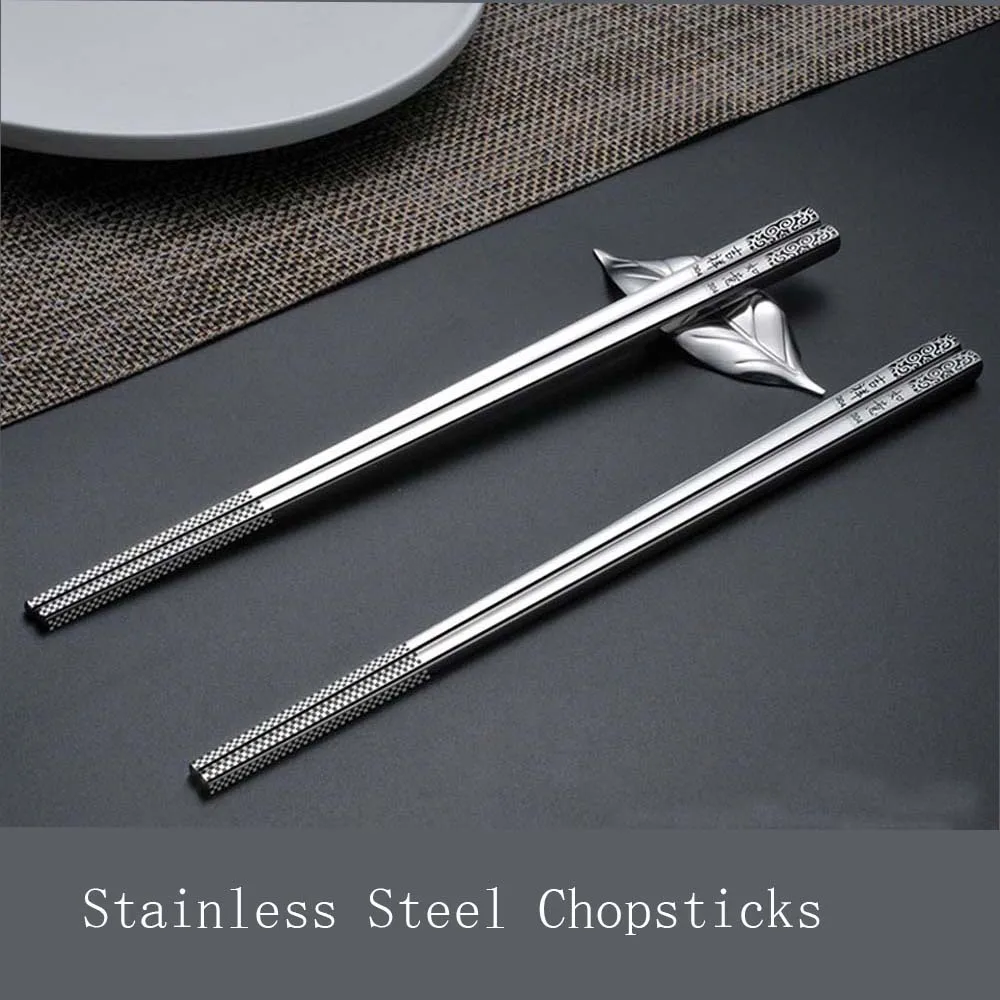 Палочки для еды из нержавеющей стали черные корейские Нескользящие палочки