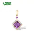 Женская подвеска с блестящими бриллиантами VISTOSO, ювелирные украшения из чистого 14 К желтого золота с аметистом, Хороший Подарок на годовщину свадьбы Вечерние вечеринку