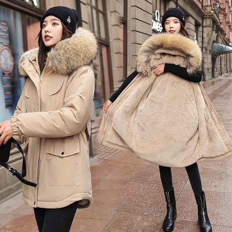 Greenwild Long Cotton Women's Parka Trench Artificial Fur Coat Female Clothing Winter 2020