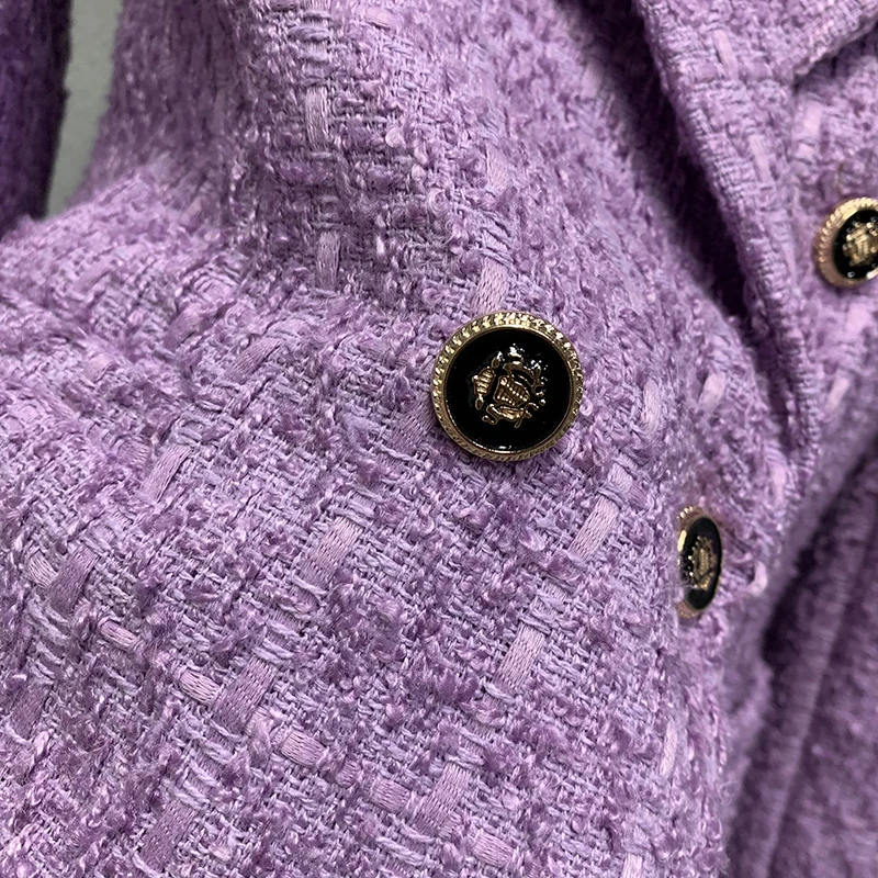 

High quality Women Blazer Jacket Autumn Winter Fashion Double Breasted Purple Suit Jacket Office Casual Lady Formal Blazers Coat