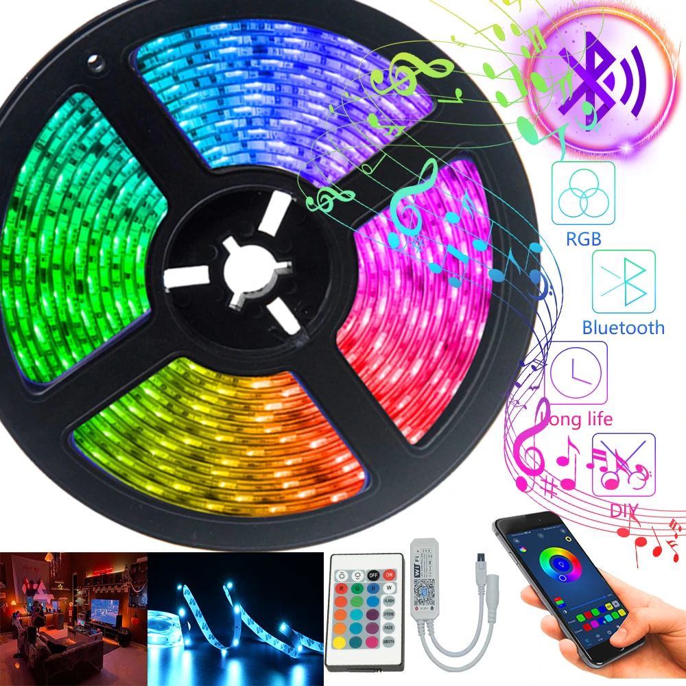 Светодиодная лента для украшения стен спальни Wi Fi Bluetooth ИК контроллер DC RGB 5050