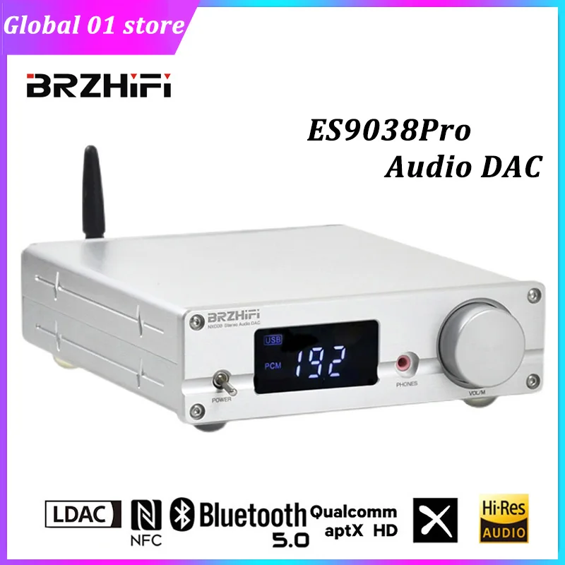 

BRZHIFI DAC Hi Fi декодер Bluetooth 5,0 ES9038PRO DSD512 pcm32 бит 384 кГц коаксиальный Hi Res цифровой аудиодекодер усилитель для наушников