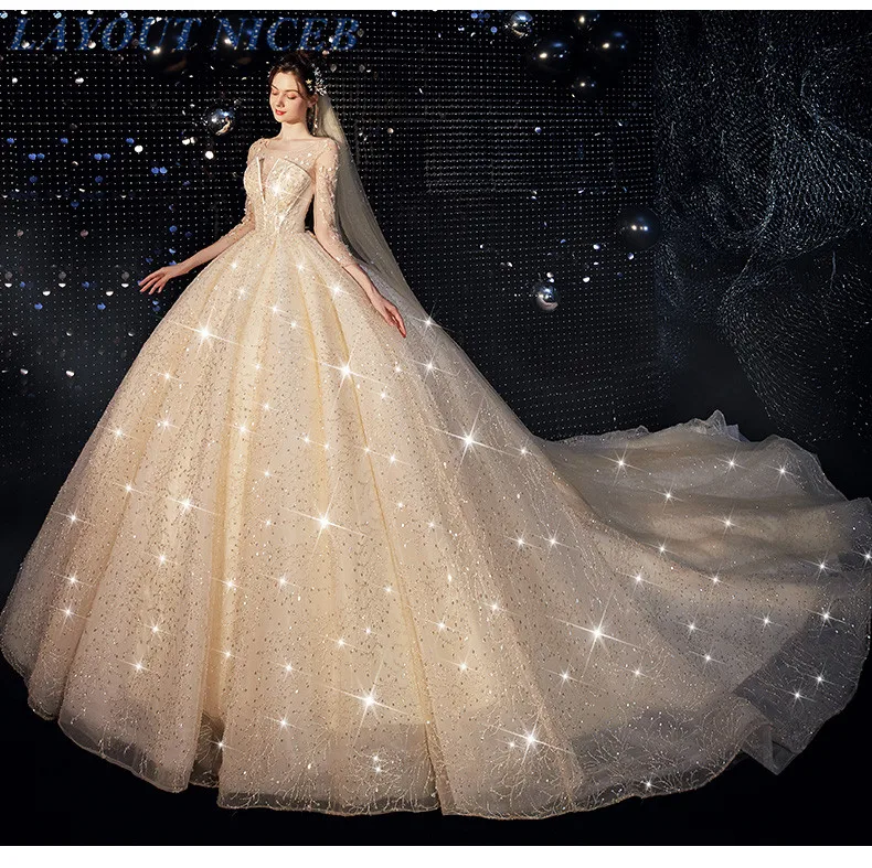 Женское свадебное платье It's yiiya белое цвета шампанского с рукавом три четверти