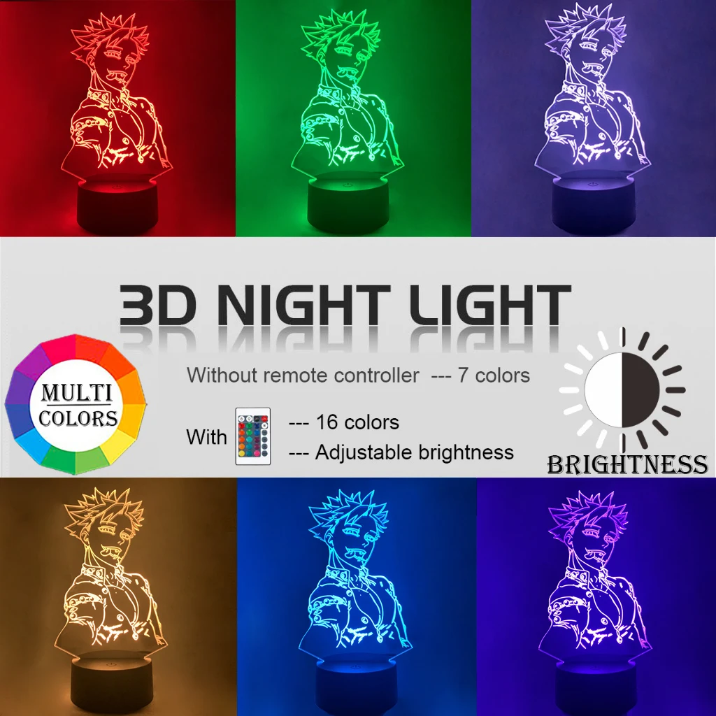 Акриловый 3D Ночник светильник манга семь смертных грехов гаджет для домашней