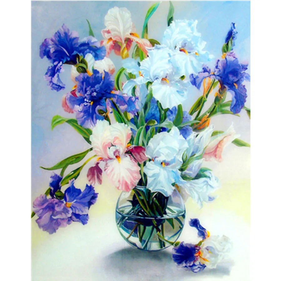 

2021 New DIY Beautiful Flowers Diamond Painting Kit Full Round Drill Diamond Embroidery Mosaic Cross Stitch Home Decoration Gift