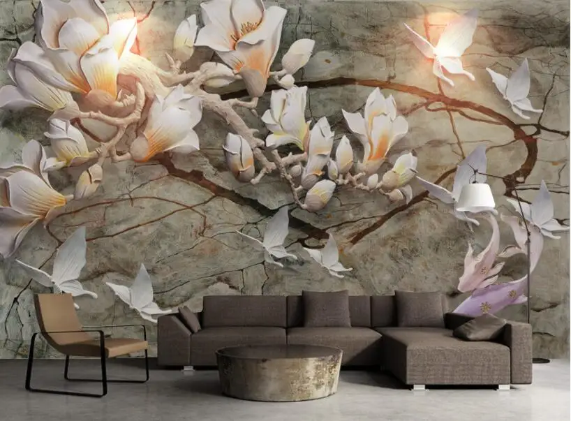 Картина на заказ CJSIR для обоев объемные рельефы в виде цветка магнолии рыбы