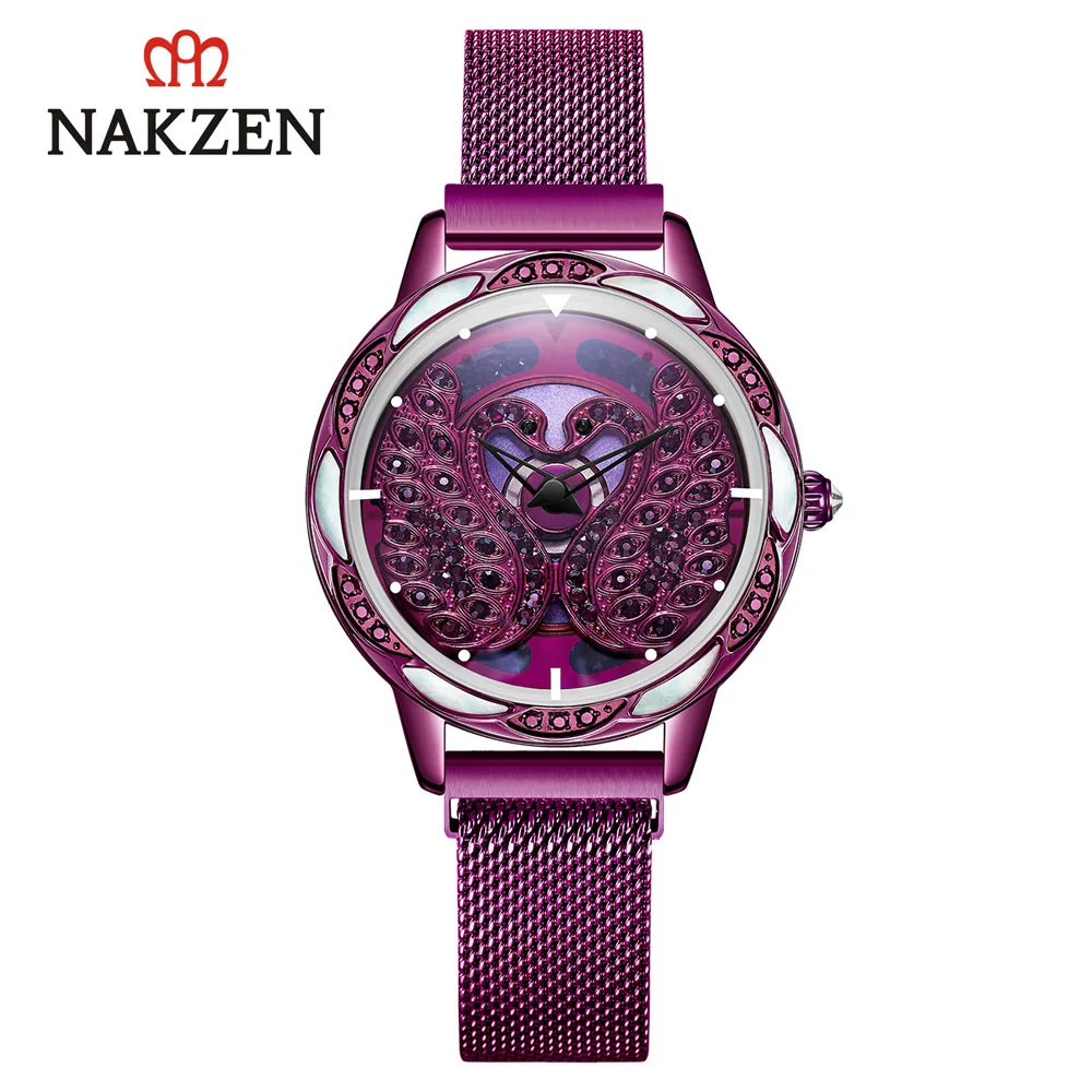 Японские Женские часы NAKZEN с автоматическим Вращением 360 высококачественные