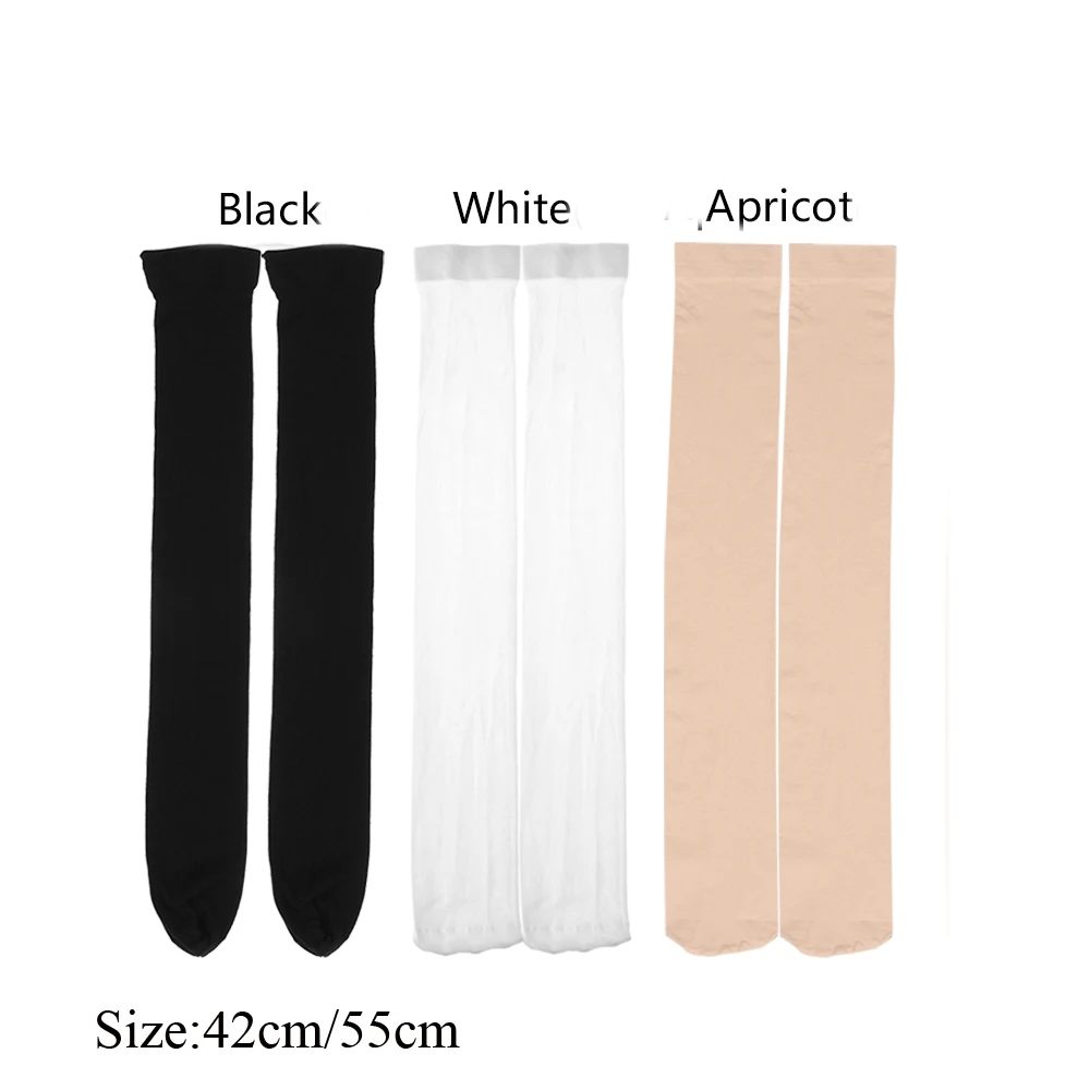 1Pair New Hot Mini Women Girls Fashion Opaque Over Knee Thigh High Elastic Sexy Stockings Black/White Over the Knee Stockings