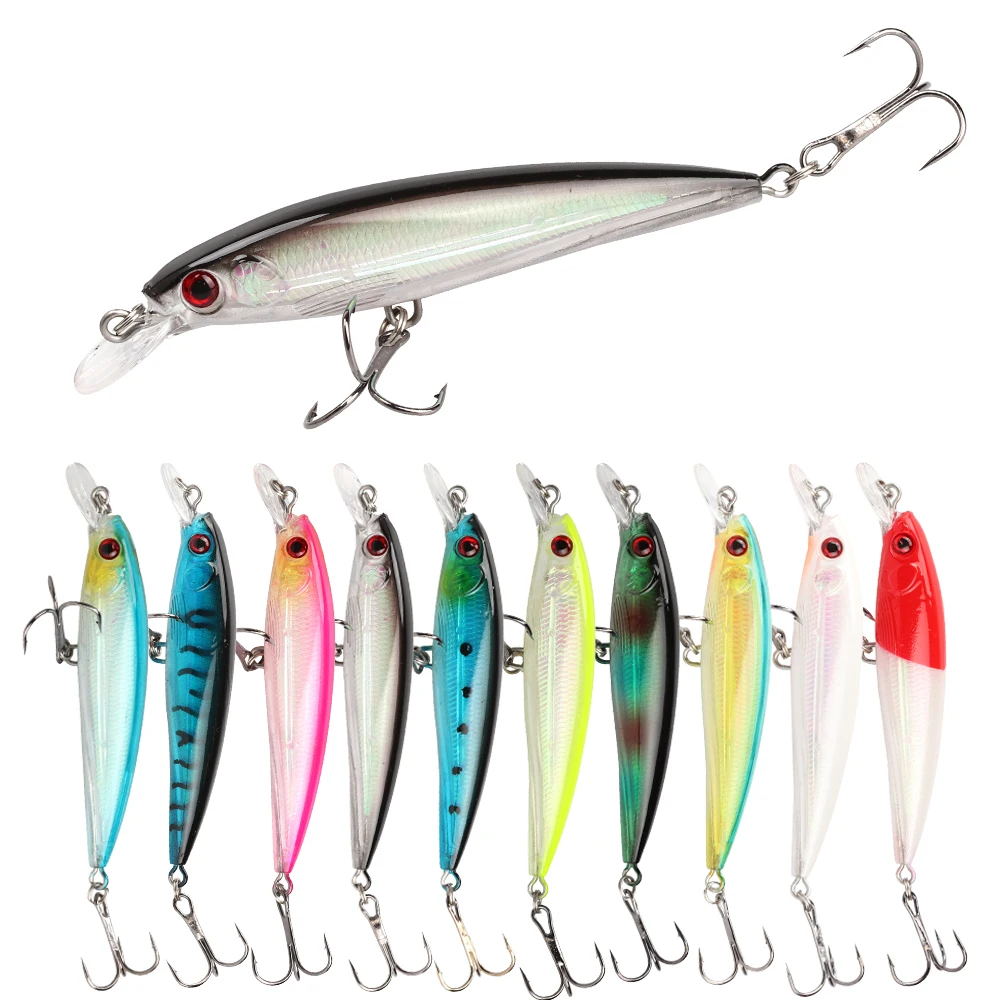 1pcs Fishing Lure 3D Eyes Floating Minnow Aritificial Wobblers 7cm 9g Hard Plastic Long Throw Topwater Fishing tackle Pesca