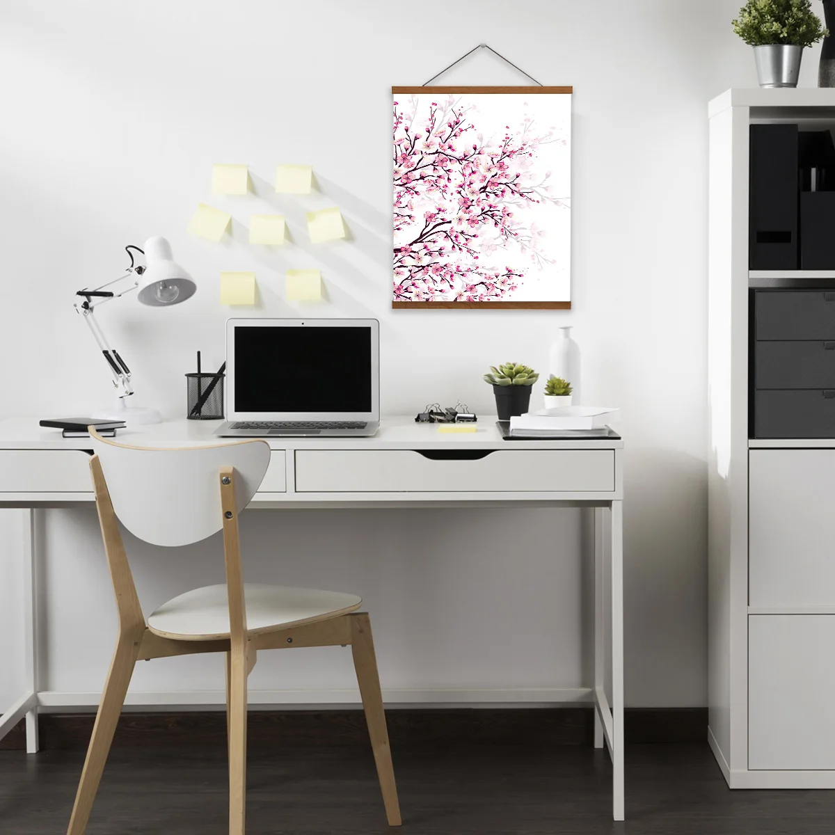 Висячая картина вишневого цвета ветка сливы розовый белый холст настенные