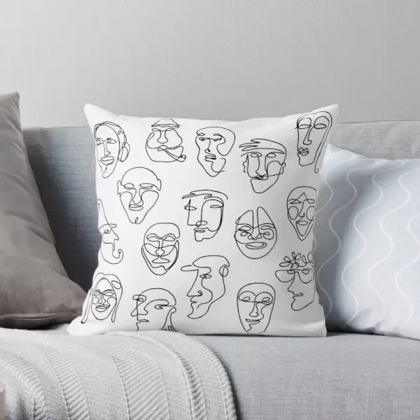 

Single Line Face Design Pattern Throw Pillow Cover Print Pillow Case Waist Cushion Cover Pillows NOT Included