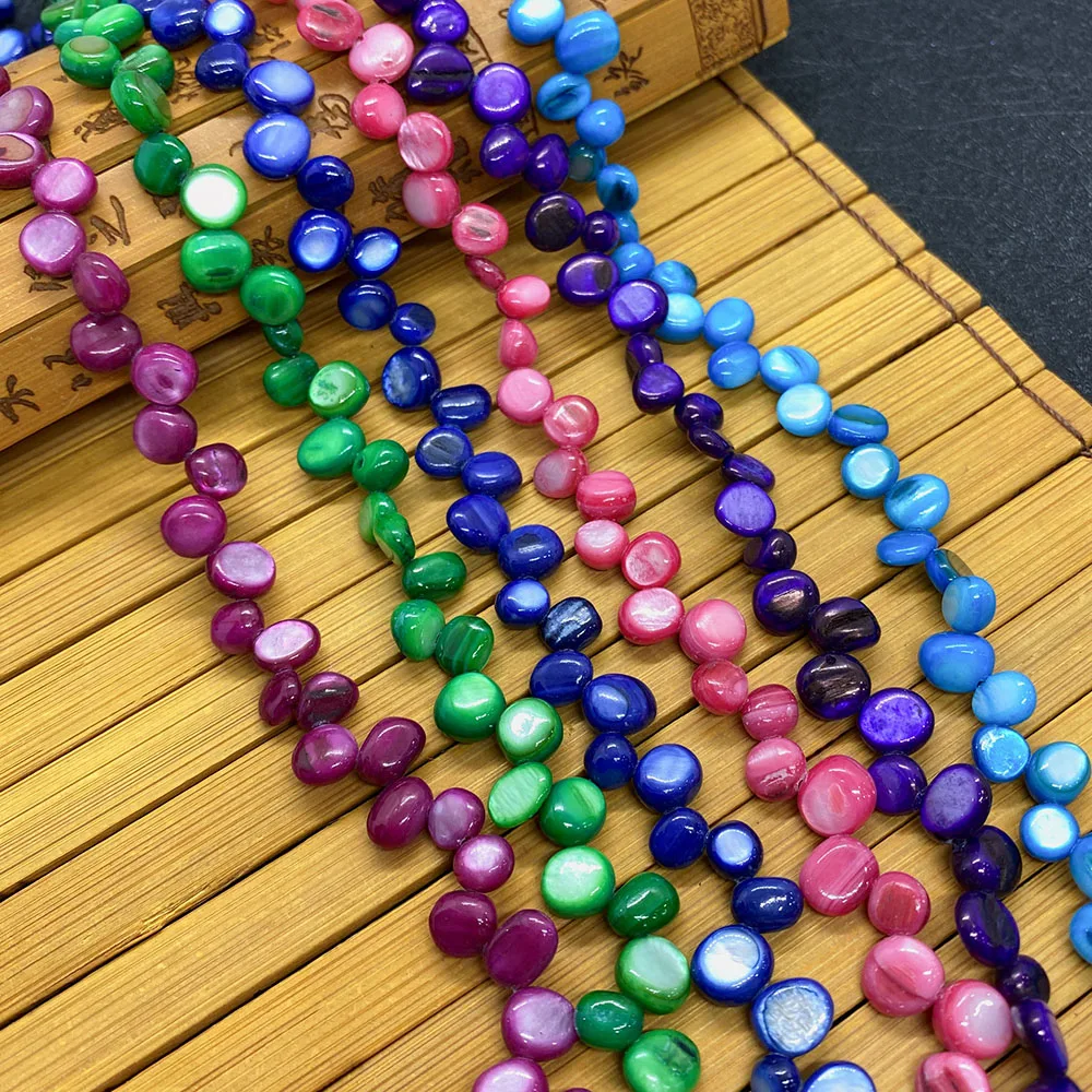 

Natural Freshwater Shell Dyed Colored Irregular Round Beads Can Be Made Into Exquisite Jewelry Accessories Wholesale Decoration
