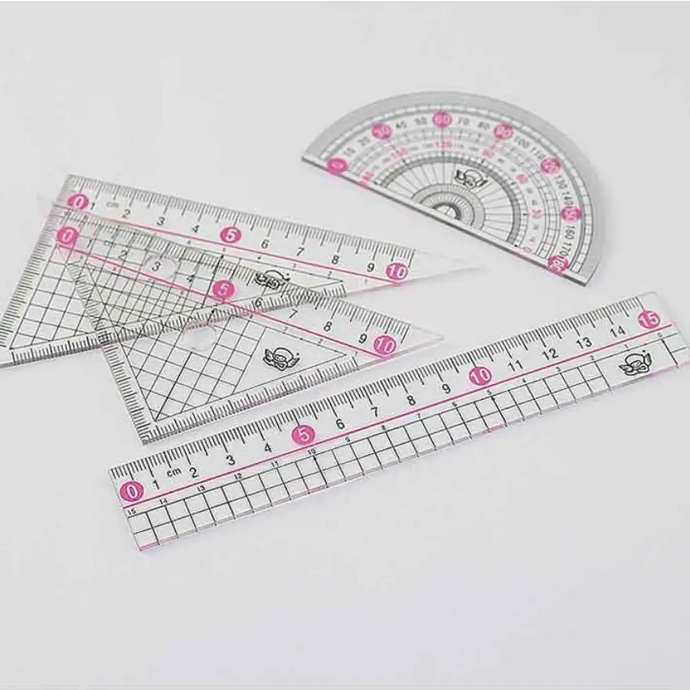

Large Transparent Triangle Ruler Set 4 Pcs/set Organic Plastic Geometry Rulers Math Protractor Set for Architect Etc